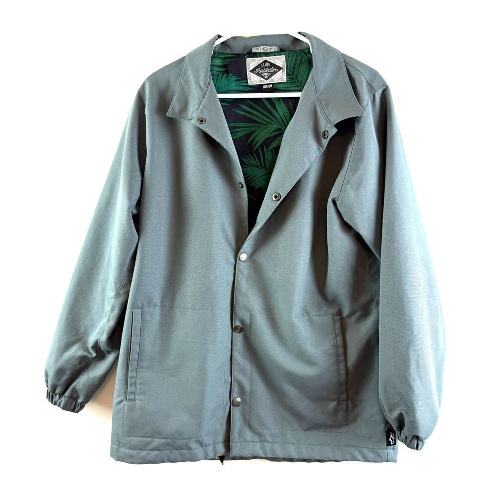 Airblaster Shell Bruiser Jacket Green Button Up Wind Casual Snowboard Size M